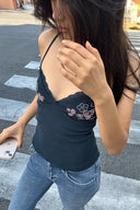 Beaded V-neck top