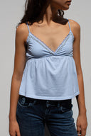 V-neck top with lace and bead