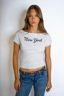 New York wide neck t-hhirt