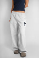 Wide-leg joggers with cross patch