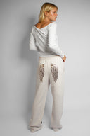 Wide-leg pants with sequined wings