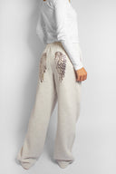 Wide-leg pants with sequined wings