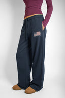 Wide-leg joggers with USA flag