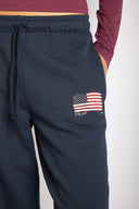 Wide-leg joggers with USA flag