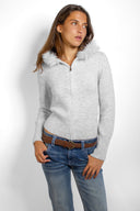 Faux fur trim hooded cardigan