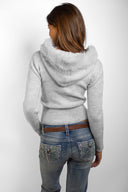 Faux fur trim hooded cardigan