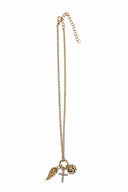 Angel wings & cross charm necklace
