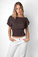 Blouse with a boat neckline