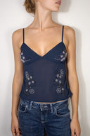 V-neck tank top with beads