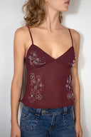 V-neck tank top with beads