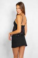 Sequin babydoll cami top