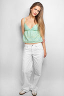 Broderie anglaise V-neck top