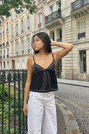 V-neck top with beading