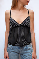V-neck top with beading