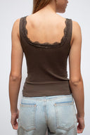 Square neckline top with lace