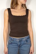Square neckline top with lace