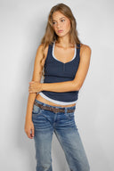 Double-layer tank top with small buttons