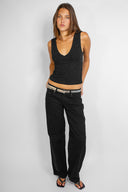 Open back V-neck tank top