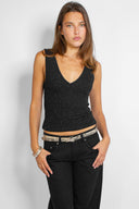 Open back V-neck tank top