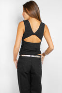 Open back V-neck tank top