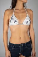 Triangle bikini top with beaded flower detail