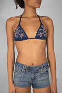 Triangle bikini top with beaded flower detail