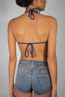 Triangle bikini top with beaded flower detail