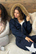 Faux fur zip-up hoodie