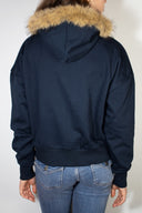 Faux fur zip-up hoodie