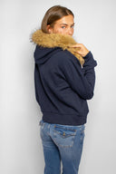 Faux fur zip-up hoodie