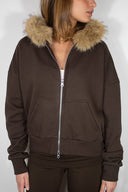 Faux fur zip-up hoodie
