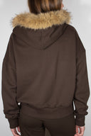 Faux fur zip-up hoodie
