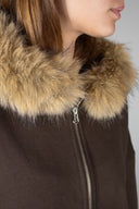 Faux fur zip-up hoodie