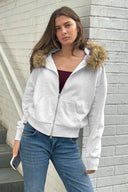 Faux fur zip-up hoodie