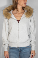 Faux fur zip-up hoodie