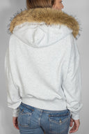 Faux fur zip-up hoodie