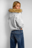 Faux fur zip-up hoodie