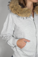 Faux fur zip-up hoodie
