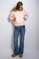 Faux fur zip-up hoodie