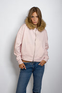 Faux fur zip-up hoodie