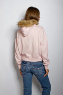 Faux fur zip-up hoodie