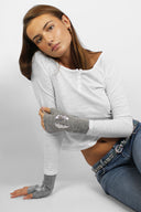 Wings sequin fingerless gloves
