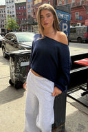 Off-shoulder knit sweater