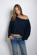 Off-shoulder knit sweater