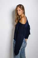 Off-shoulder knit sweater