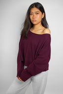 Off-shoulder knit sweater