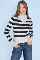 High neck sweater with buttons
