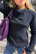 High neck sweater with buttons