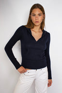 Hooded V-neck sweater