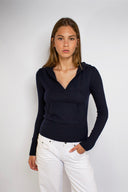 Hooded V-neck sweater